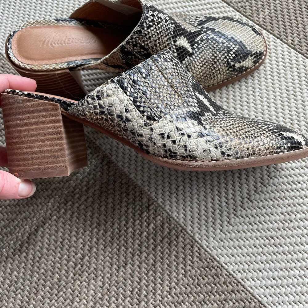 Madewell snakeskin leather mules 7.5